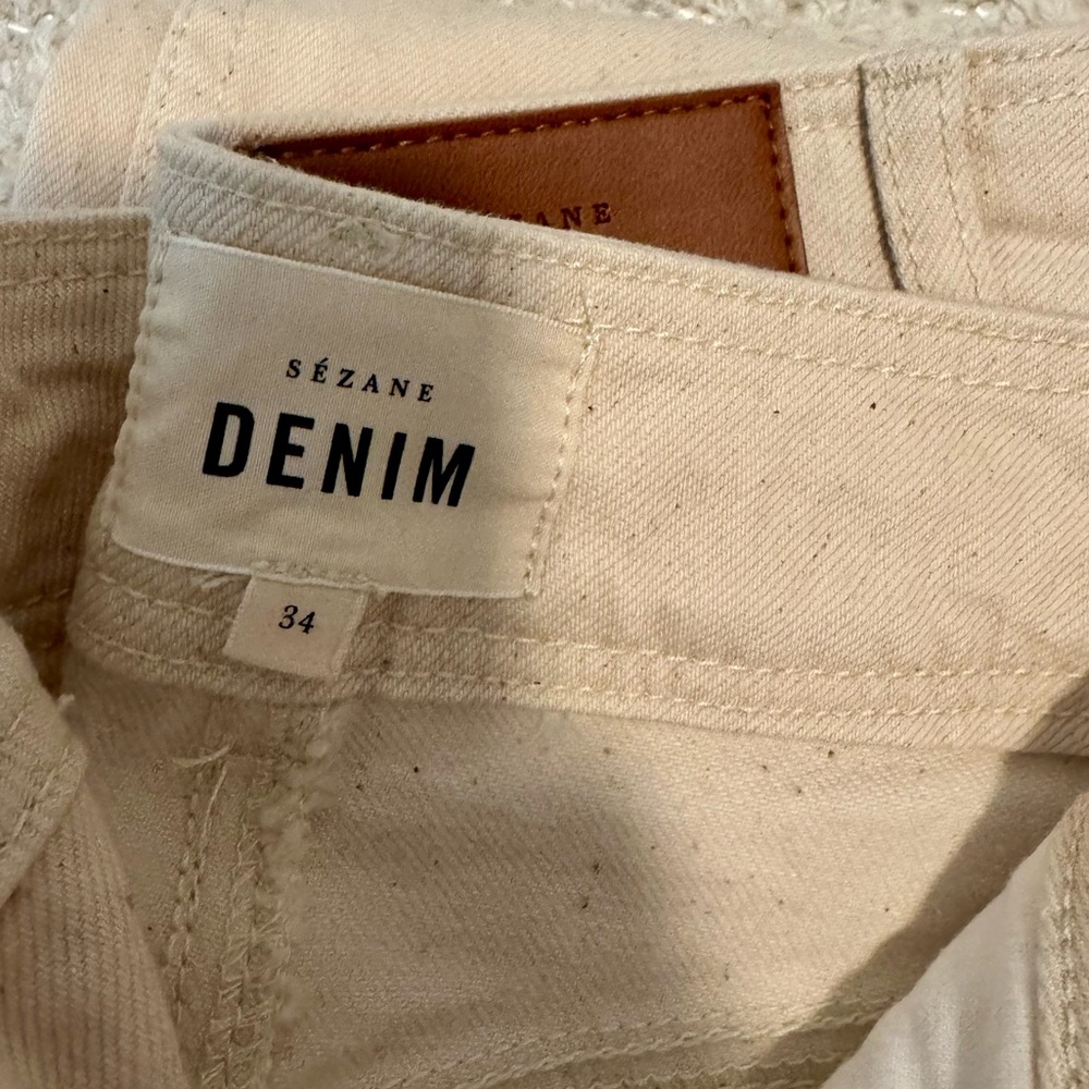 *NEW Sezane Le Crop Mottled Ecru Jeans - Picture 2 of 5